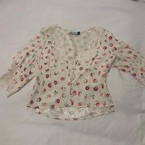 RIXO Cream Floral Blouse like new